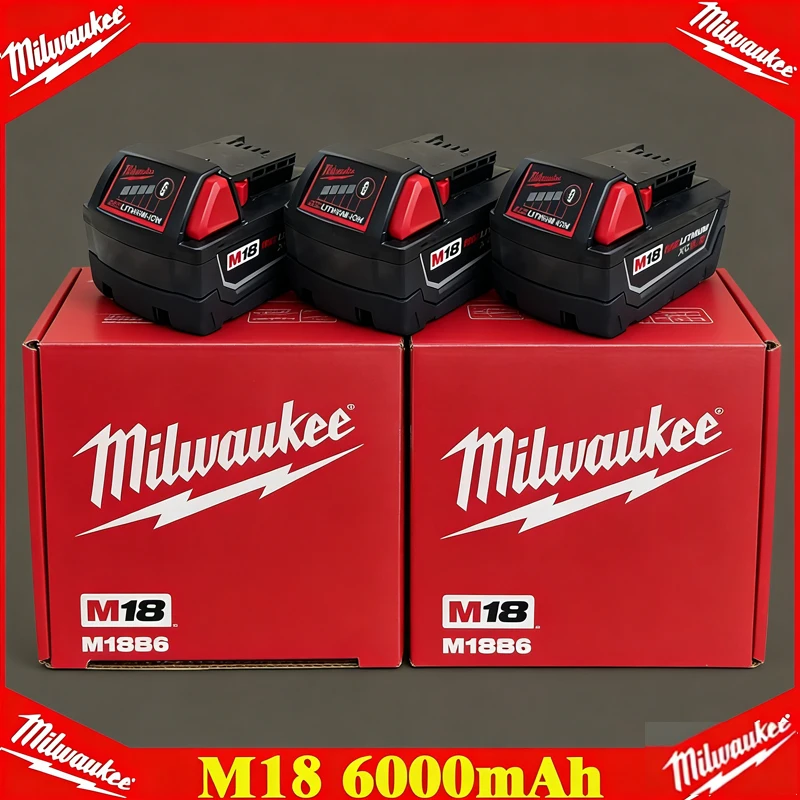 

Аккумулятор Milwaukee 18В 6000мАч Оригинальный M18 M18B6 M18B5 Подходит для электроинструментов Milwaukee Перезаряжаемая литиевая батарея