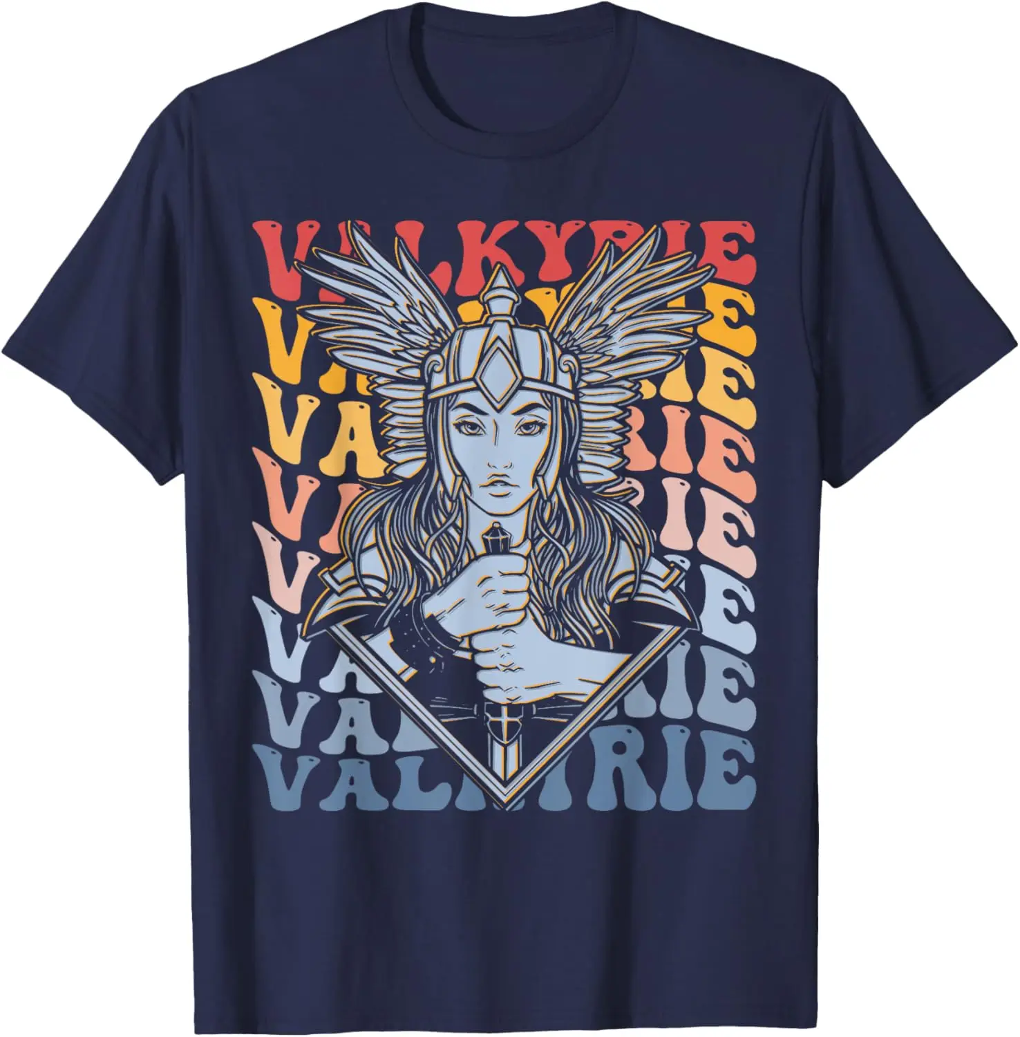 Norse Mythology Valkyrie Groovy Nordic Warrior Valhalla T-Shirt 100% Cotton O-Neck Short Sleeve Summer Casual Mens T-shirt