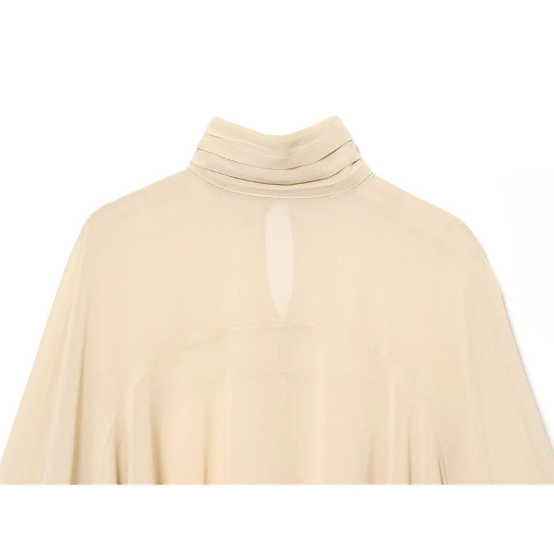 YENKYE Nowa Modna Bluzka z Wysokim Kołnierzem i Asymetrycznym Dołem dla Eleganckich Kobiet, Luźna Bluzka z Szyfonu