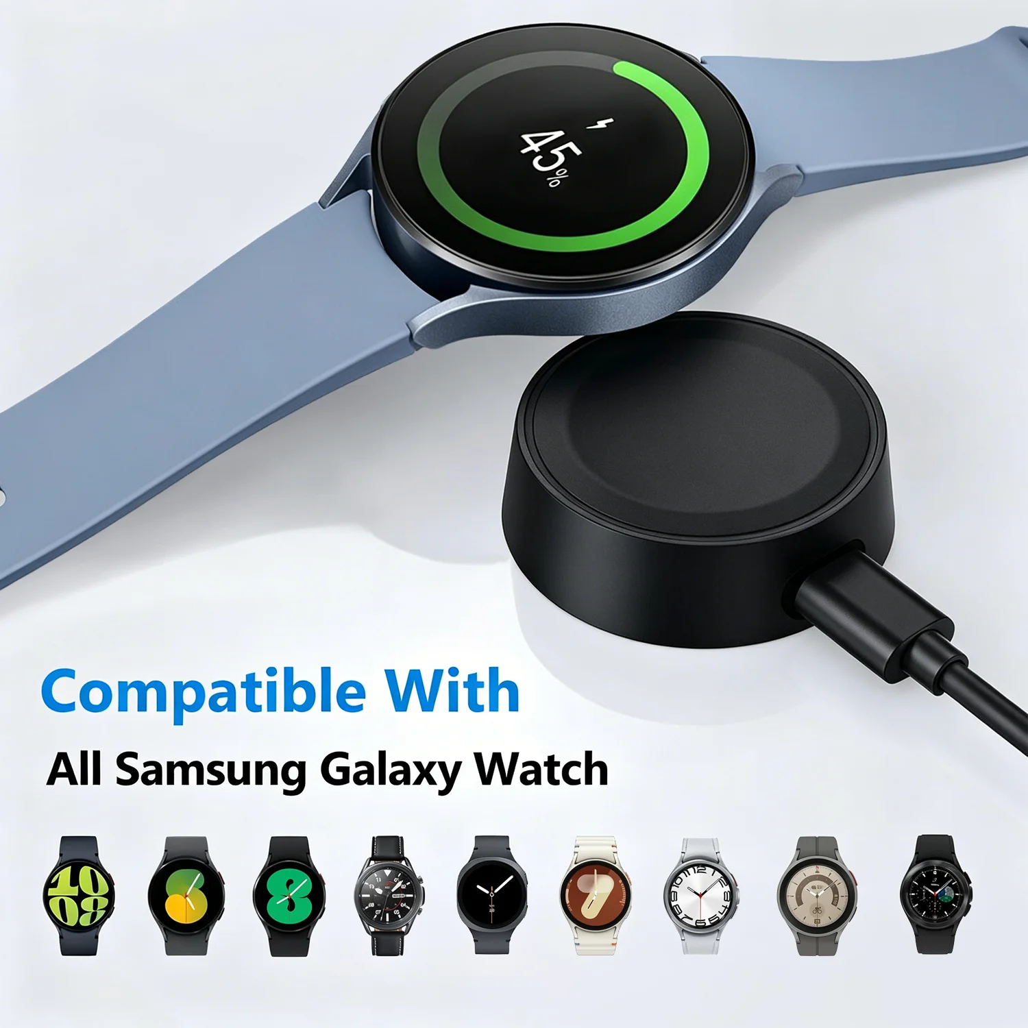For Samsung Watch Wireless Magnetic Charger Type C Port Dock for Galaxy Watch 6 5 4 3 Ultra Active 2/1 USB A Fast Charging Cable