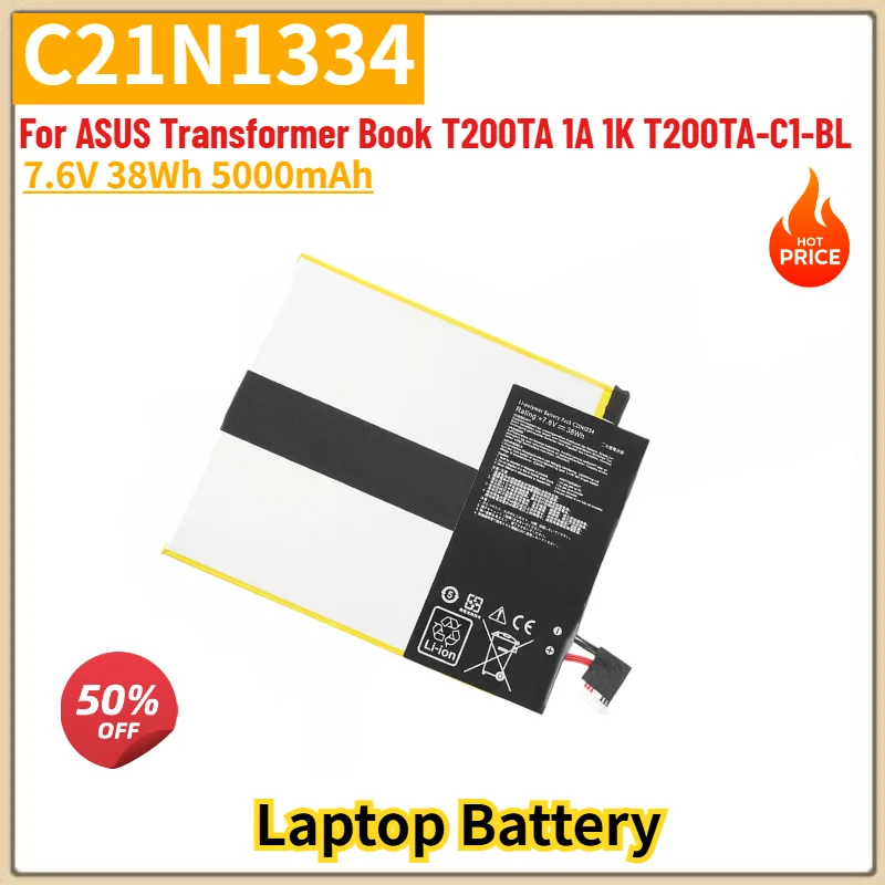 C21N1334 Laptop Battery 7.6V 38Wh 5000mAh For ASUS Transformer Book T200TA 1A 1K T200TA-C1-BL High Quality Replacement Battery