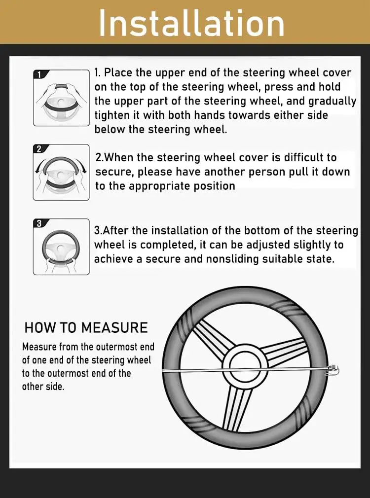 

Universal Car Steering Wheel Cover With Rubber Inner Ring Anti-Slip Thin Fiber Leather 16 17 18 19 Inch Black