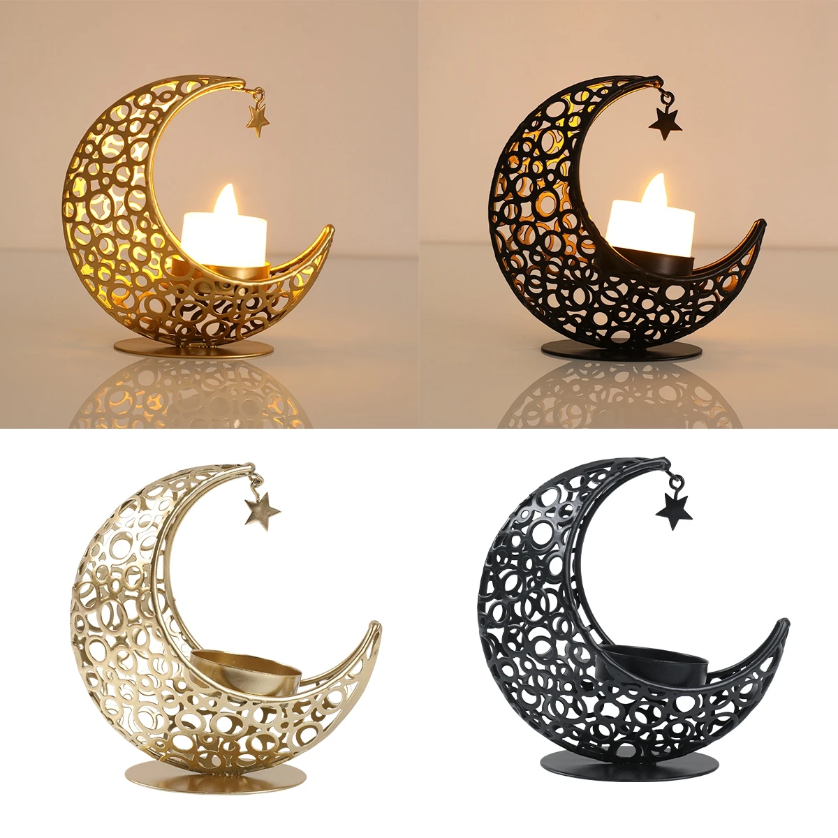 Ramadan Decor Moon Candlestick EID Mubarak Decor 2025 Home Candle Holder Ramadan Kareem Islamic Muslim Party Eid Al Adha Gifts