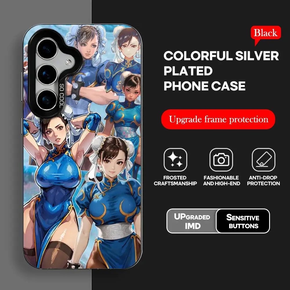 Street Fighter Chun-Li Phone Case IMD Colorful Case Silver for Samsung Galaxy S24 S23 S22 S21S20 Plus Ultra