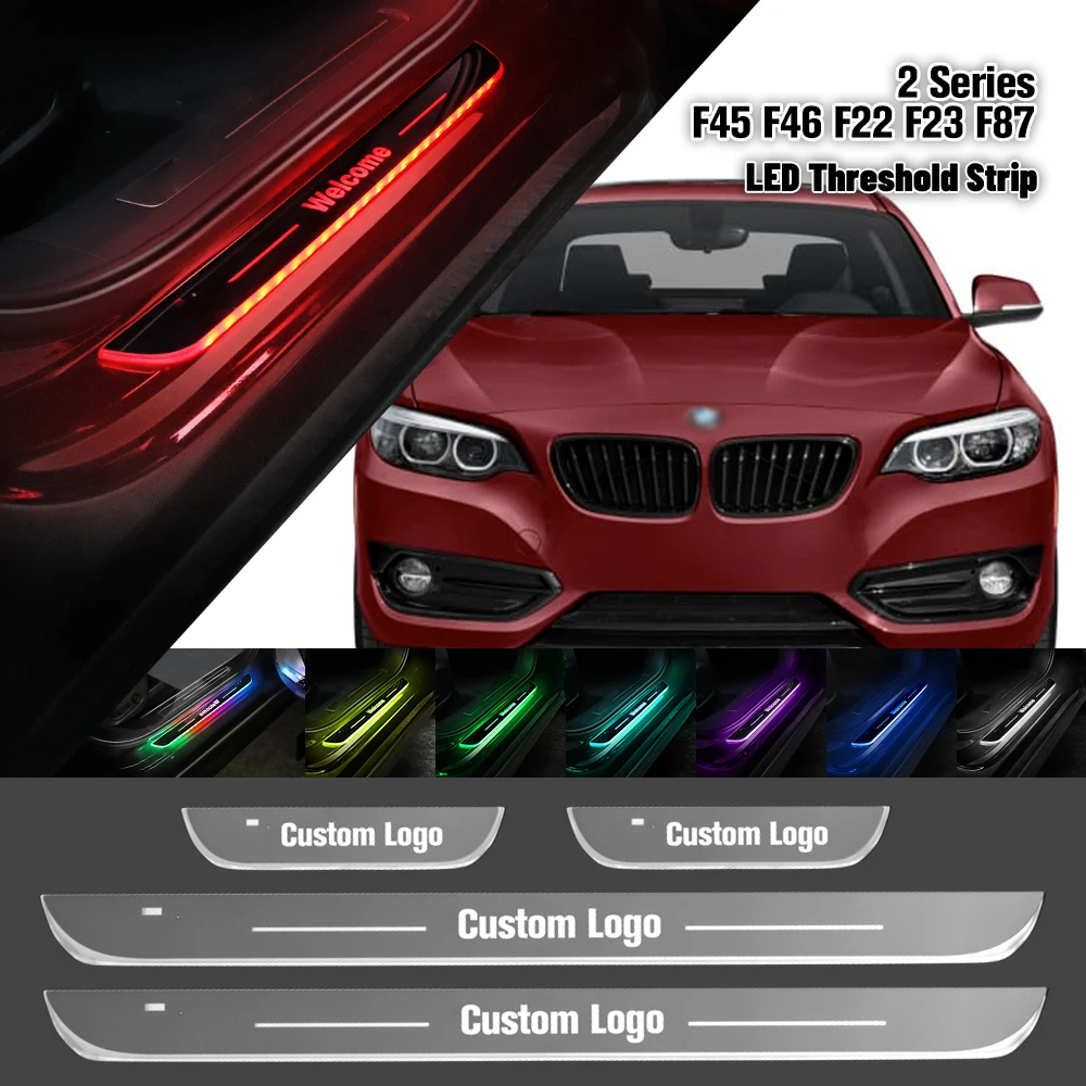 For BMW 2 Series F45 F46 F22 F23 F87 2014-2020 Car Door Sill Light Customized Logo LED Welcome Threshold Pedal Lamp Accessories