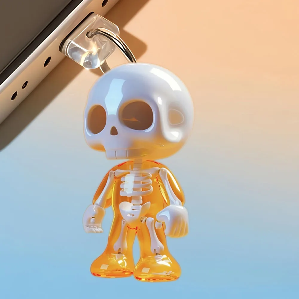 2d Acrylic Phone Plug Cartoon Skeleton Dust Plug Cartoon Phone Dust Plug High Quality  Port Dust Cover For Android
