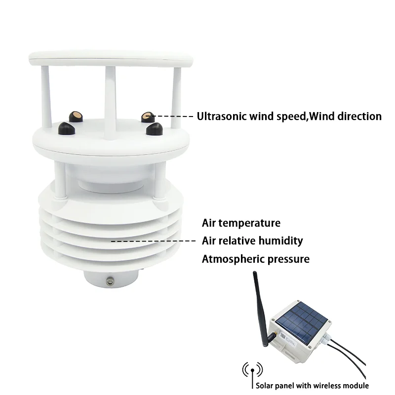 CE SDI12 5 In 1 Ultrasonic Wind Speed Wind Direction Air Temperature Humidity Pressure Marine Weather Station