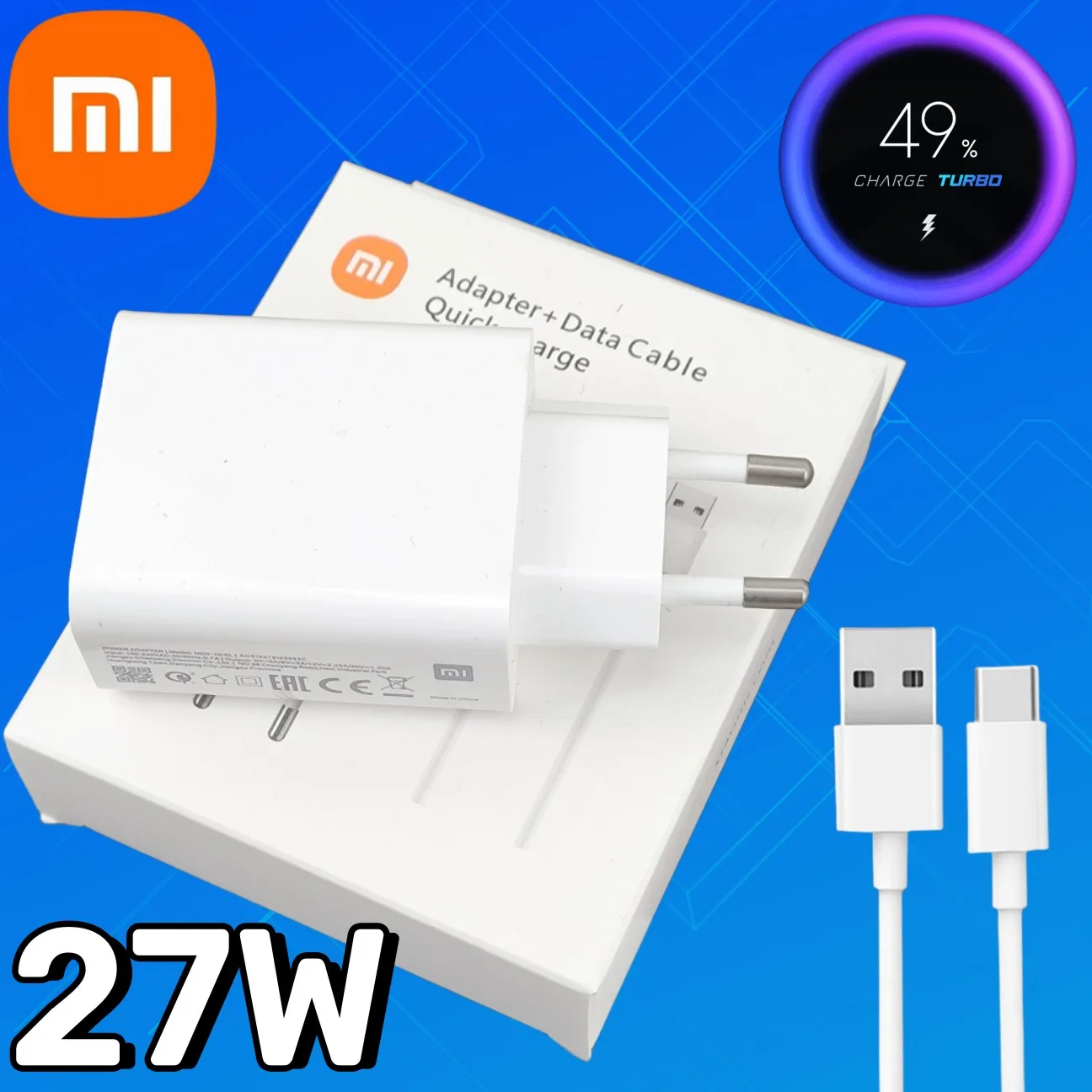 Оригинальное зарядное устройство Xiaomi 27 Вт, адаптер быстрой зарядки типа C для смартфонов Mi 9 8 SE 9T pro Redmi Note 7 Poco X3 F3 M3