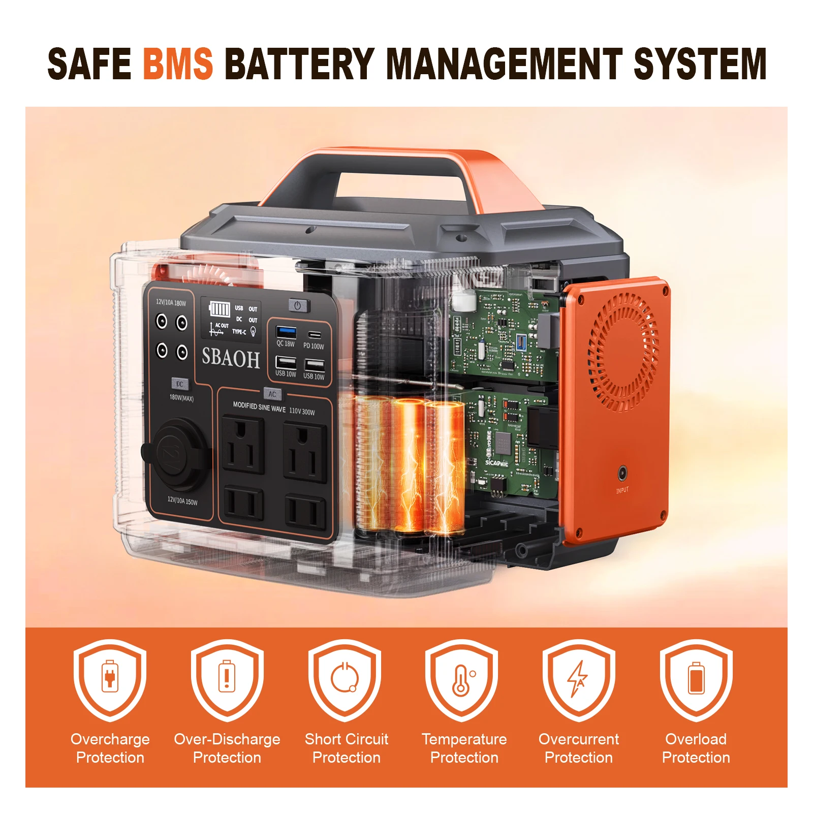 300W Portable Power Station, 296Wh 80000mAh Outdoor Solar Generator for Outdoor Camping, Home Backup, RV Camping, Emergency, Pow