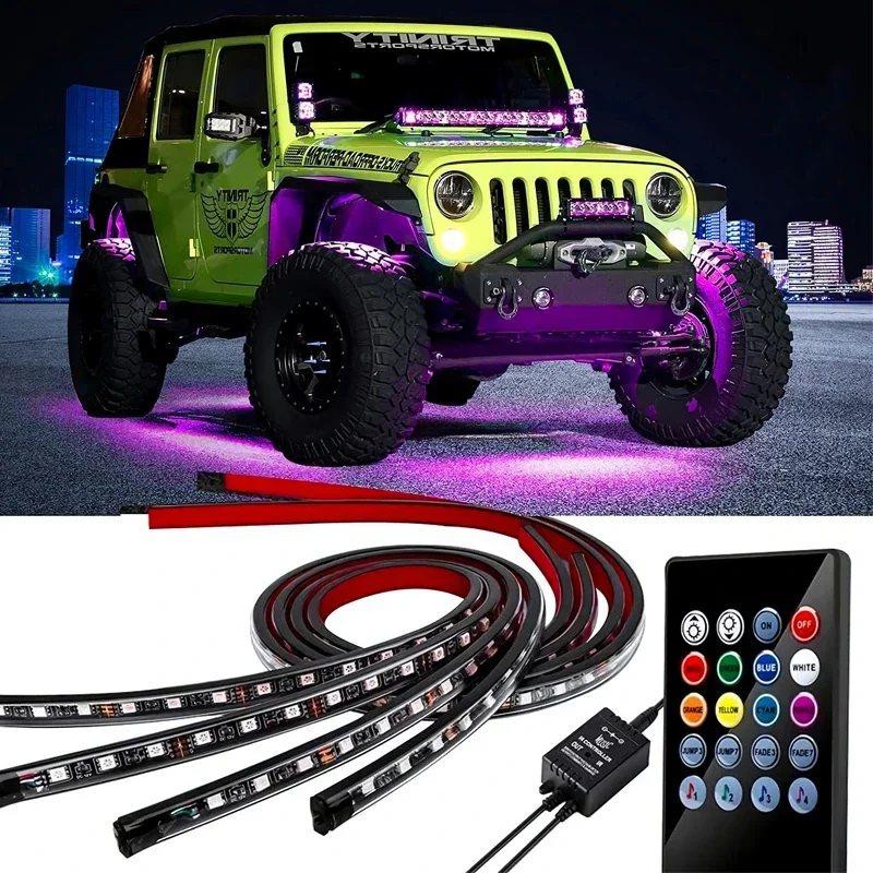 Led Ambient Atmosphere Lamp Car Underglow Lights Remote/APP Control LED Chassis Neon Lights RGB Flexible Strips Decorative Lamp