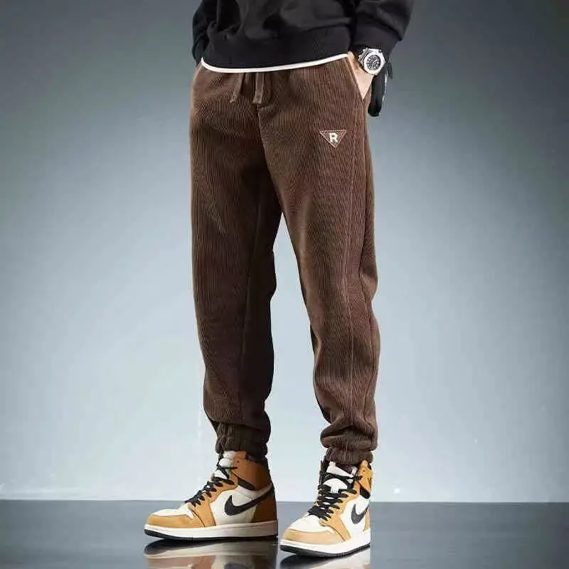 Thickened Corduroy Casual Pants Women's Autumn Winter New Style Snail Loose Cuffed Sweatpants Warm Sport Long Trousers Trendy