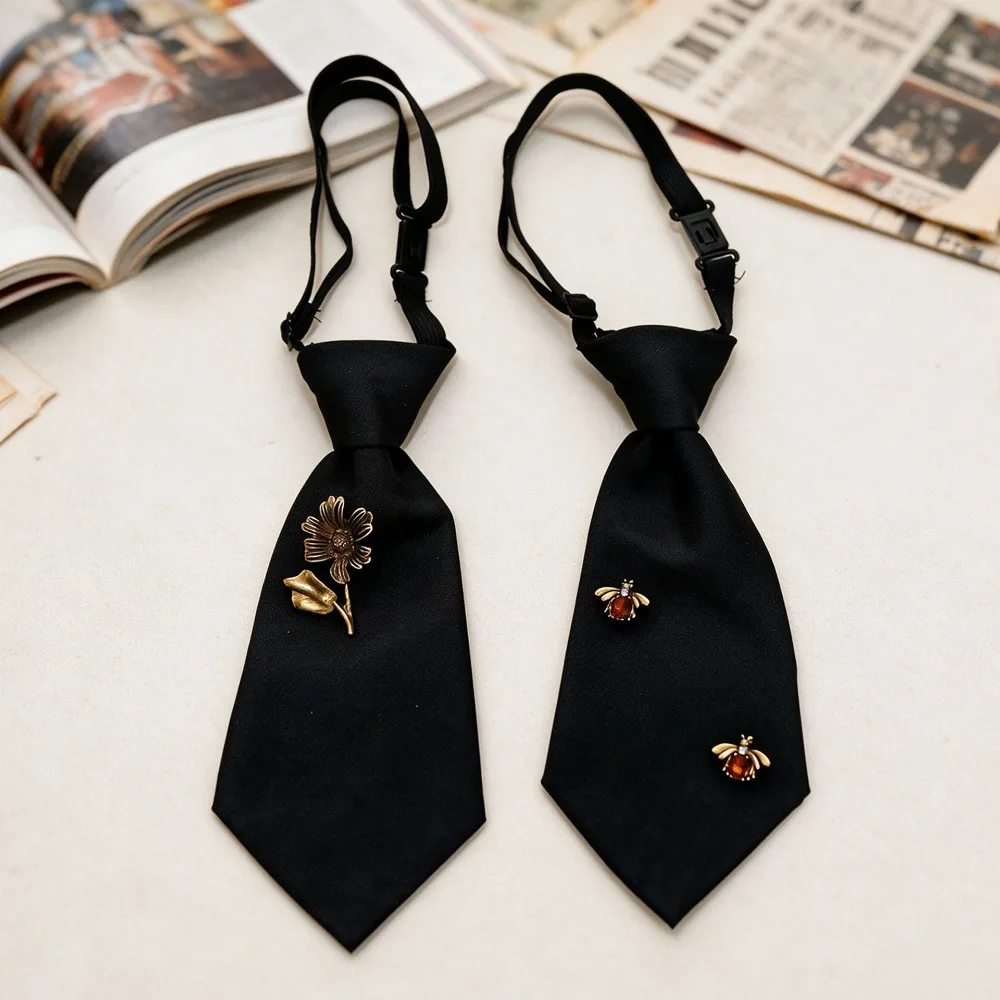 New Women's Neck Tie Fabric Pre-tied Student School Shirt Collar Korean Trendy Necktie Jewelry Accessory