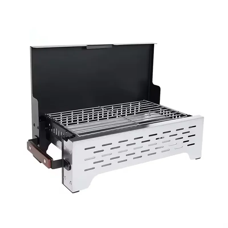 Portable Stainless Steel BBQ Grill Lightweight Silver Finish Custom Outdoor Camping Picnic Barbecue Equipment for Travel