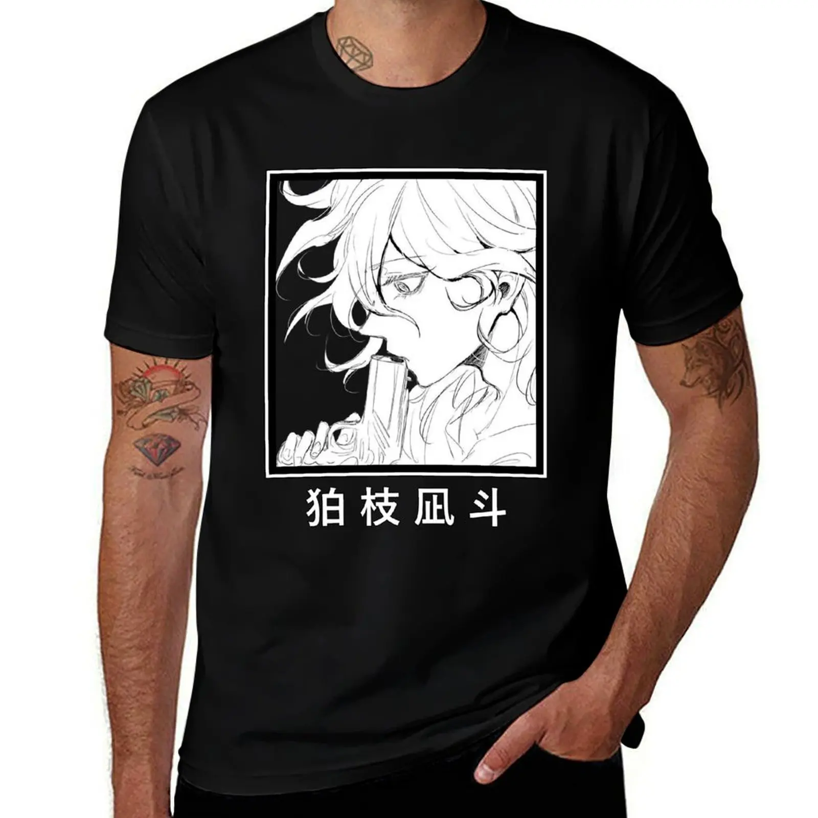 

Nagito Komaeda Danganronpa Gun Manga Drawing T-Shirt man graphic t shirt man t shirt summer printed t shirts for man T-Shirt