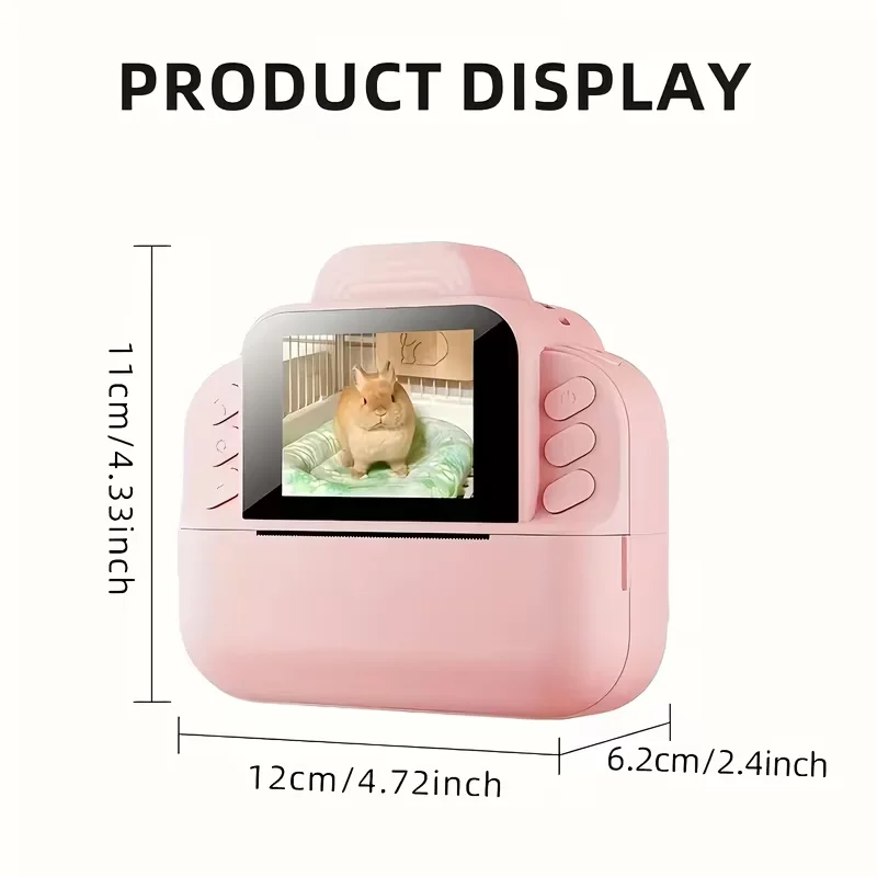 Câmera instantânea infantil, com 3 rolos de papel fotográfico, impressora de fotos de alta definição de 2,4 polegadas, vídeo 1080P, leitor de MP3, g