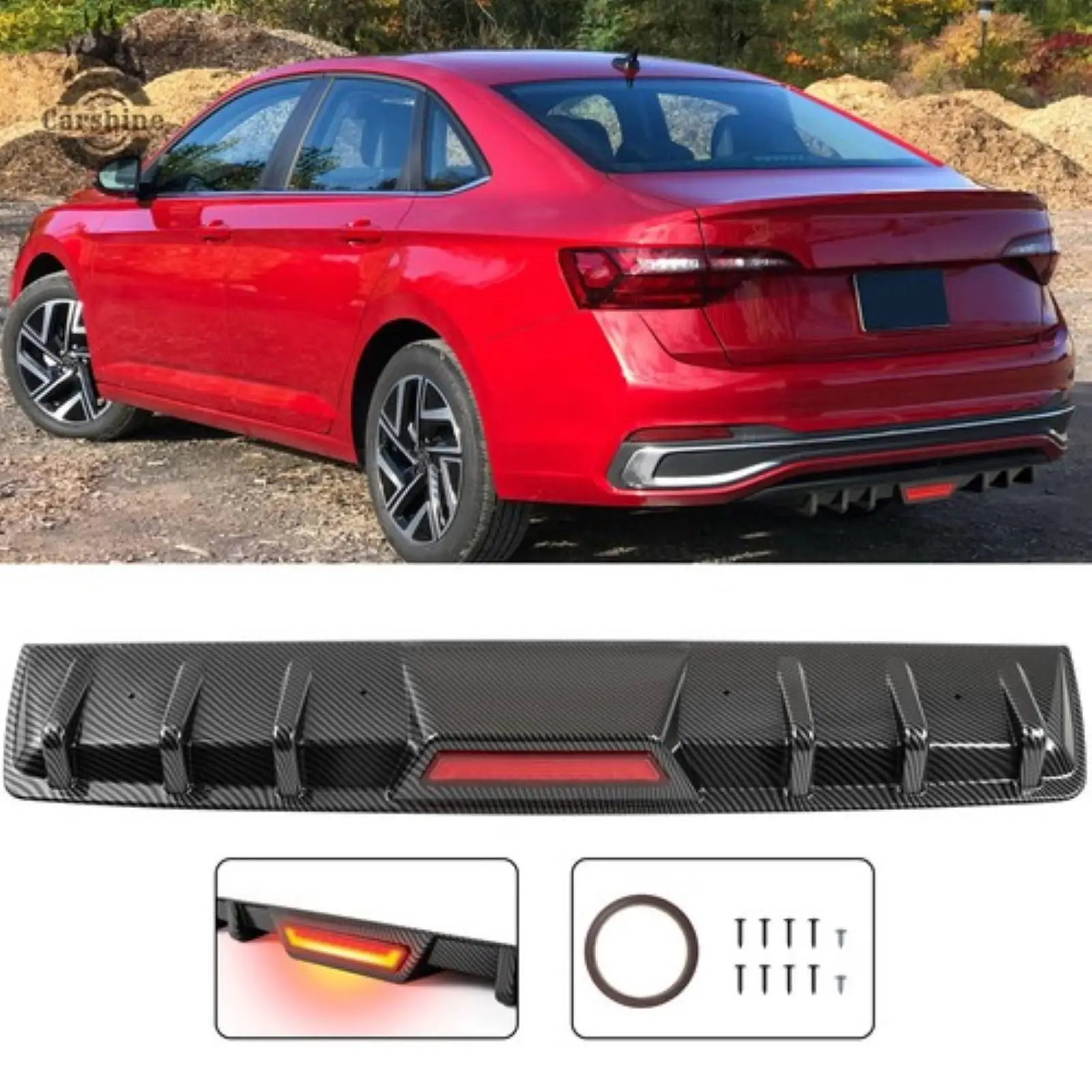 

Диффузор заднего бампера из углеродного волокна, светодиодный стоп-сигнал для VW JETTA MK5 MK6 MK6.5 MK7