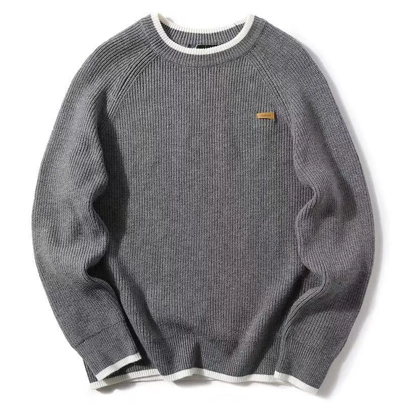 

Fake two sweaters for men in winter, loose fit plus size, fat inside, knitted sweater, trendy lazy style, thick thread jacket