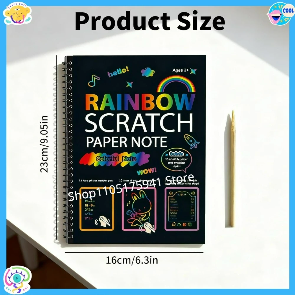 Rainbow Scratch Art for Kids, Children's DIY Drawing Toys for Age 3-10, Scraping Paintings Paper Learning & Education for Kids