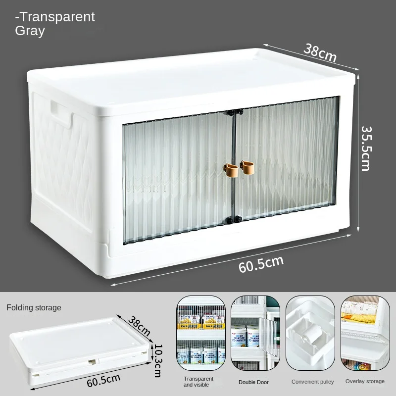 Organisateur de vêtements de grande capacité, conception de porte d'armoire visuelle, bureau à double porte, rangement pliable, spacieux