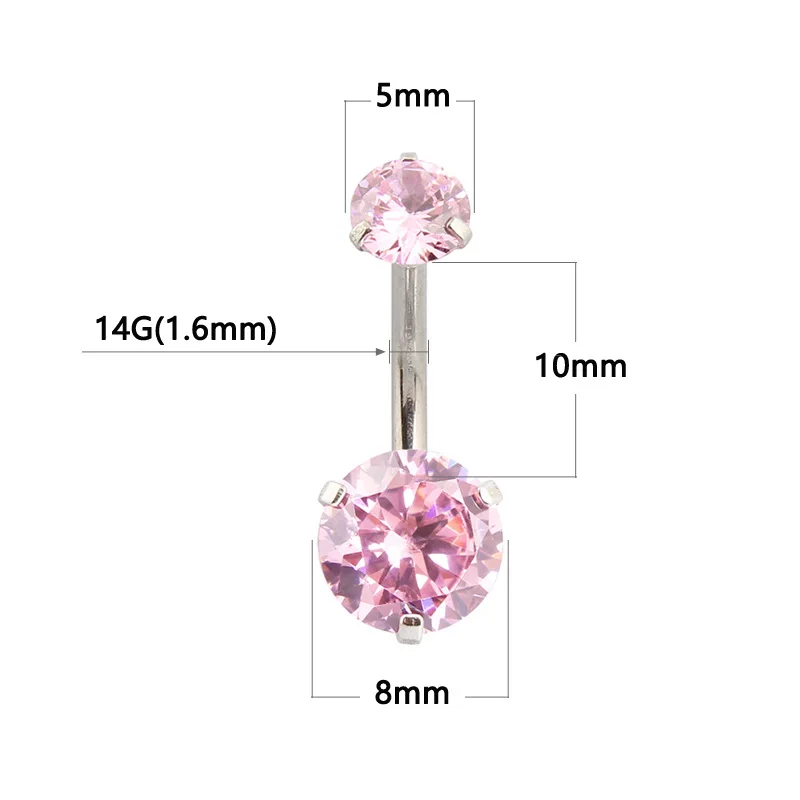 1PC New Brand CZ Zircon Navel Jewelry Belly Button Ring Body Piercing Jewelry Navel Piercing 316L Stainless steel Belly Earrings