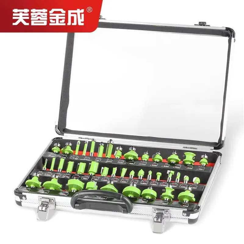 40 Piece Set for Woodworking Milling Cutters with 8 Handles Electric Router Bits Kit for Rounded Edge Trimming Straight Knife