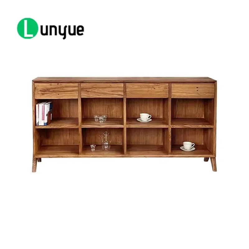 Wabi Sabi Modern Solid Wood Locker 4 Drawer Customizable Storage Cabinet with 5 Partitions for Living Room Hotel Bedroom