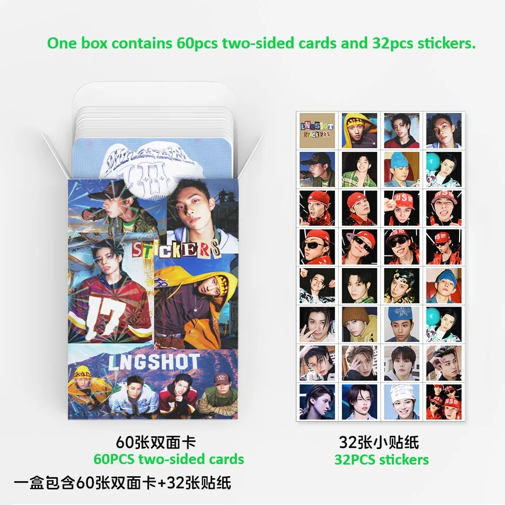 60+32PCS/SET NEW KPOP LNGSHOT,Hip-hop,Debut Album SHOT CALLERS,Moonwalkin',Ohyul,Ryul,Louis,Woojin,Photocard,Stickers,LOMO Cards view 3