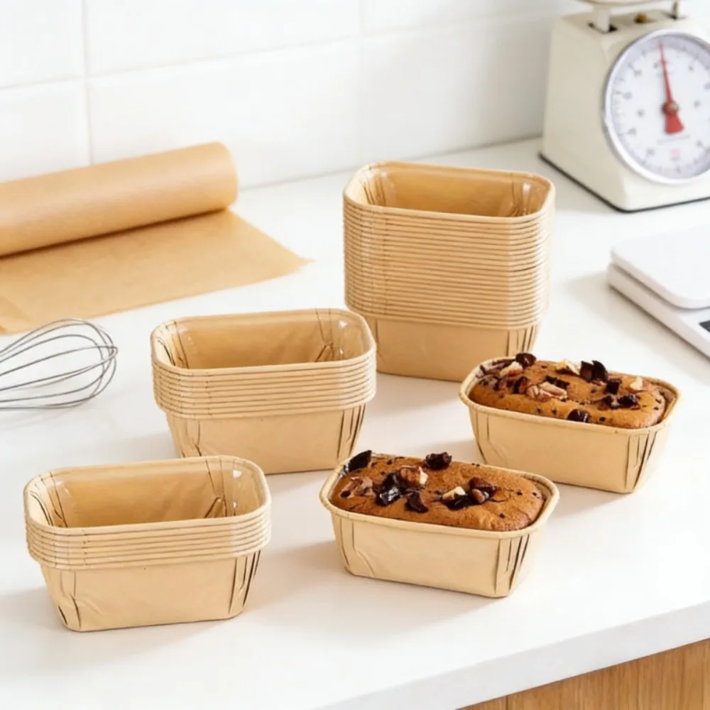 

50PCS Rectangular Disposable Cupcake Paper Cup Film Coating Non-stick Disposable Cupcake Mold Mini Anti Oil Muffin Cupcake Liner