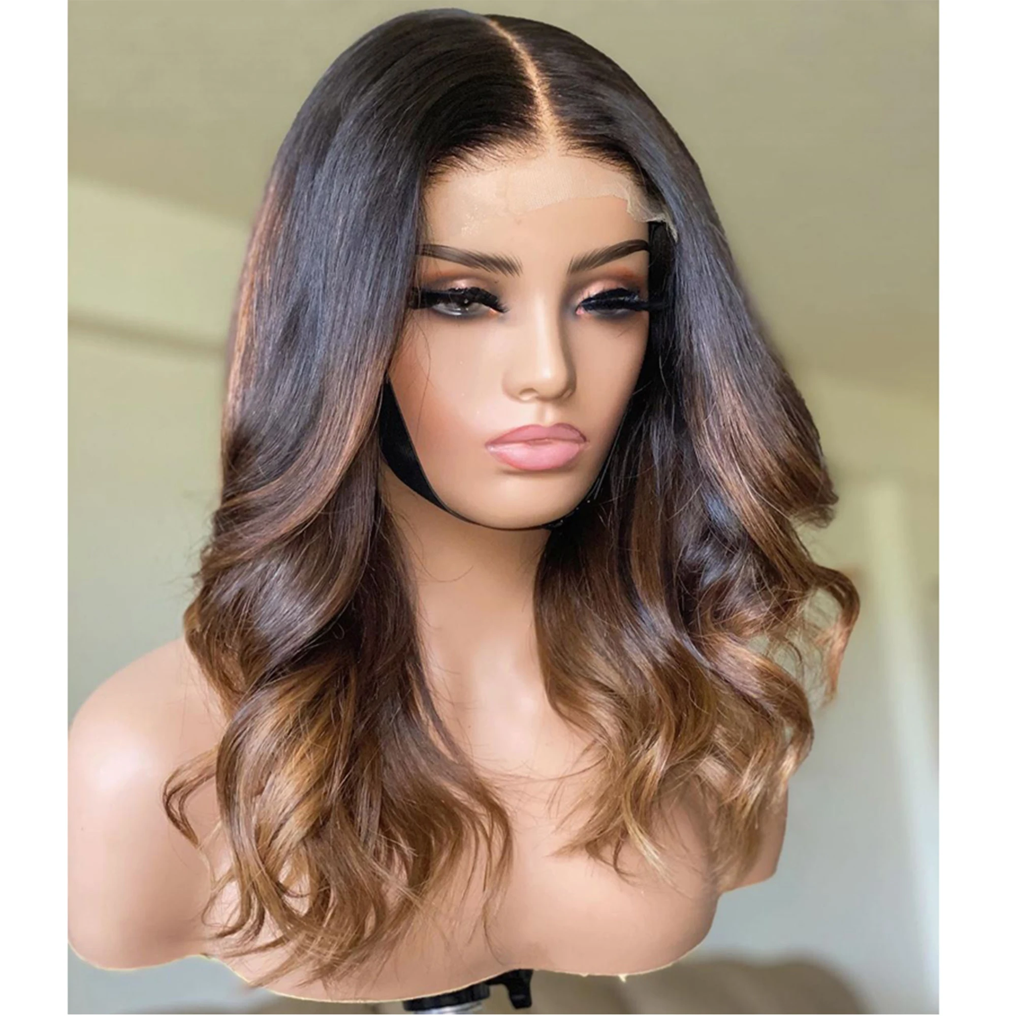 

Ombre Brown 5x5 Silk Base 30inch 250% Density Natural Wave Jewish European Human Hair Wigs For Women with Baby Hair Preplucked