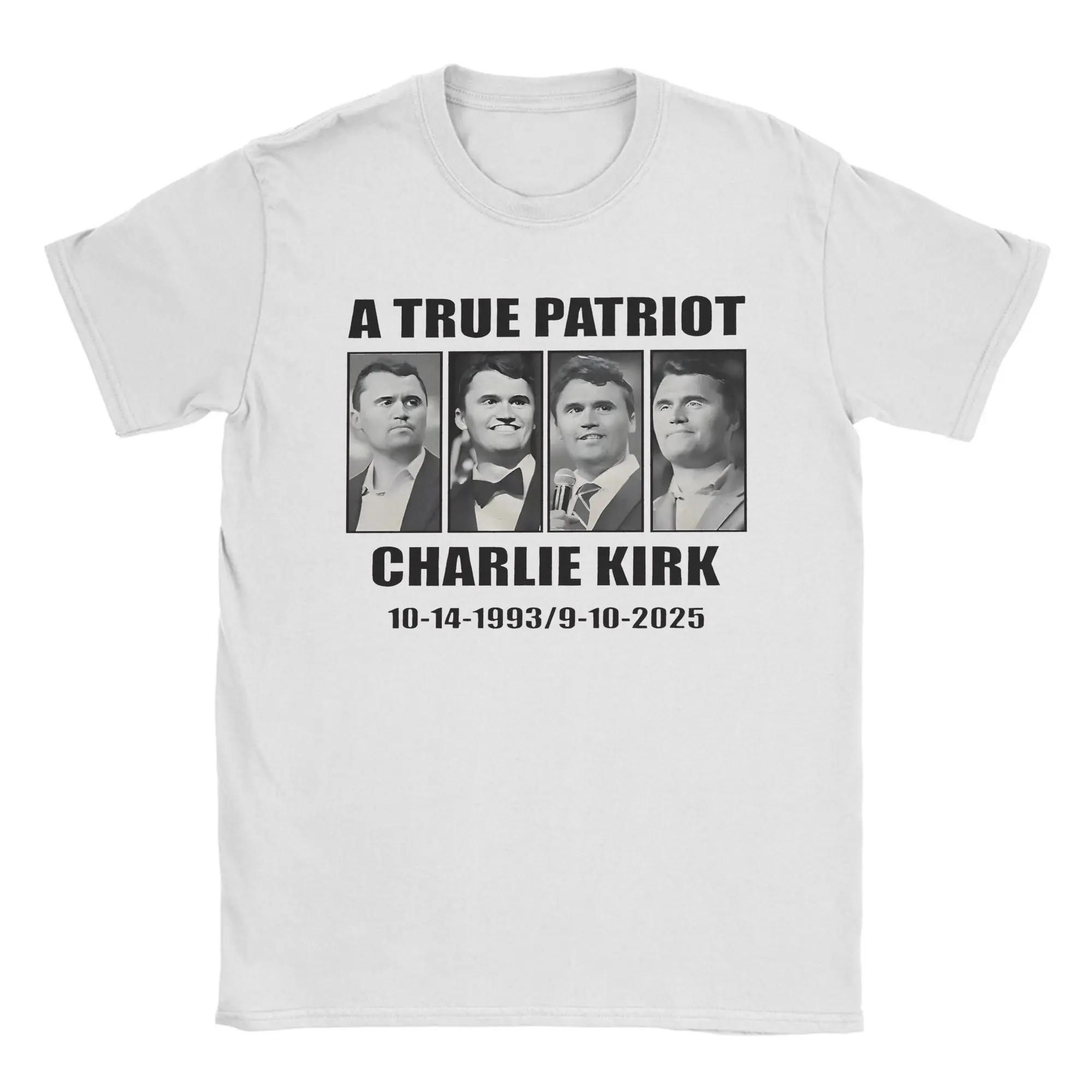 

Charlie Kirk 1993 2025 A True Patriot Hero T-Shirt for Men Novelty Cotton Tee Shirt O Neck Short Sleeve T Shirt Unique Clothes