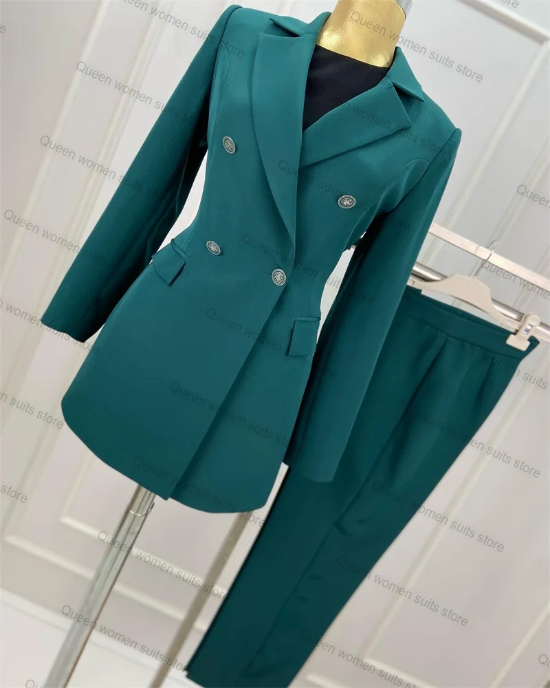 Wedding Women Suit Set 2 Pieces Blazer+Pants Sexy V Neck Jacket Coat Formal Double Breasted Prom Dress Custom Made Trousers