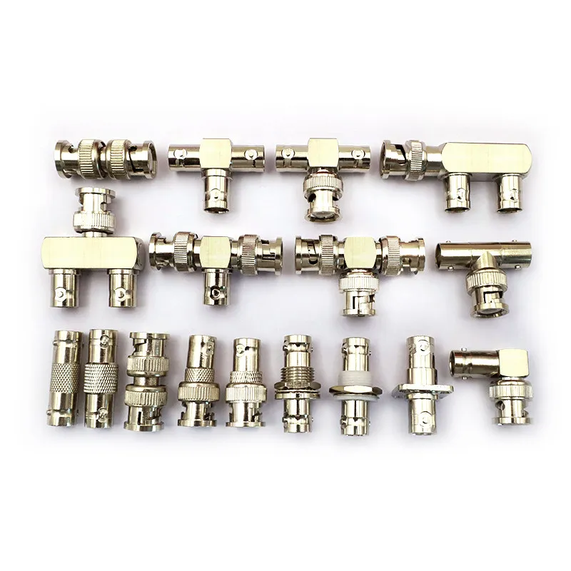 1Pcs BNC Connector Q9 BNC To BNC Male Female 90 Degree Right Angle Tee Type 3way 4way Splitter 2x Double Male Female RF adapter