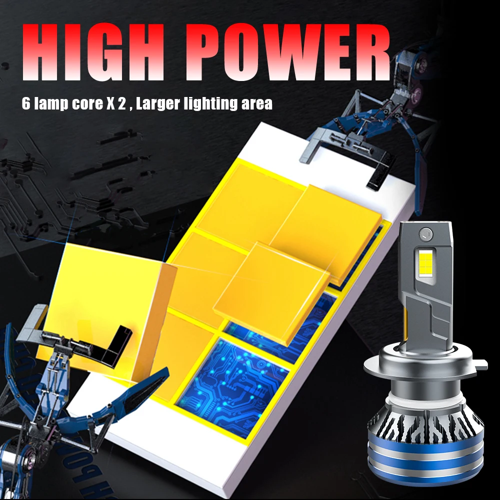 H4 LED 헤드라이트 전구 플러그 앤 플레이 9000000LM 1:1 미니 H7 LED 자동차 램프 CANBUS H1 H9 9005 9006 9012 팬 포함 자동 안개등 6000K