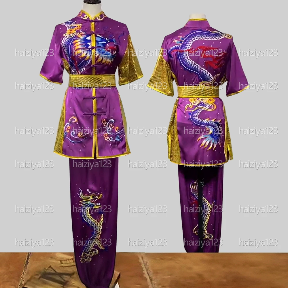 

Униформа ушу с вышитыми драконами, одежда для кунг-фу, костюм Таолу, костюм Чанцюань для мужчин, женщин, девочек, мальчиков, детей, взрослых, унисекс