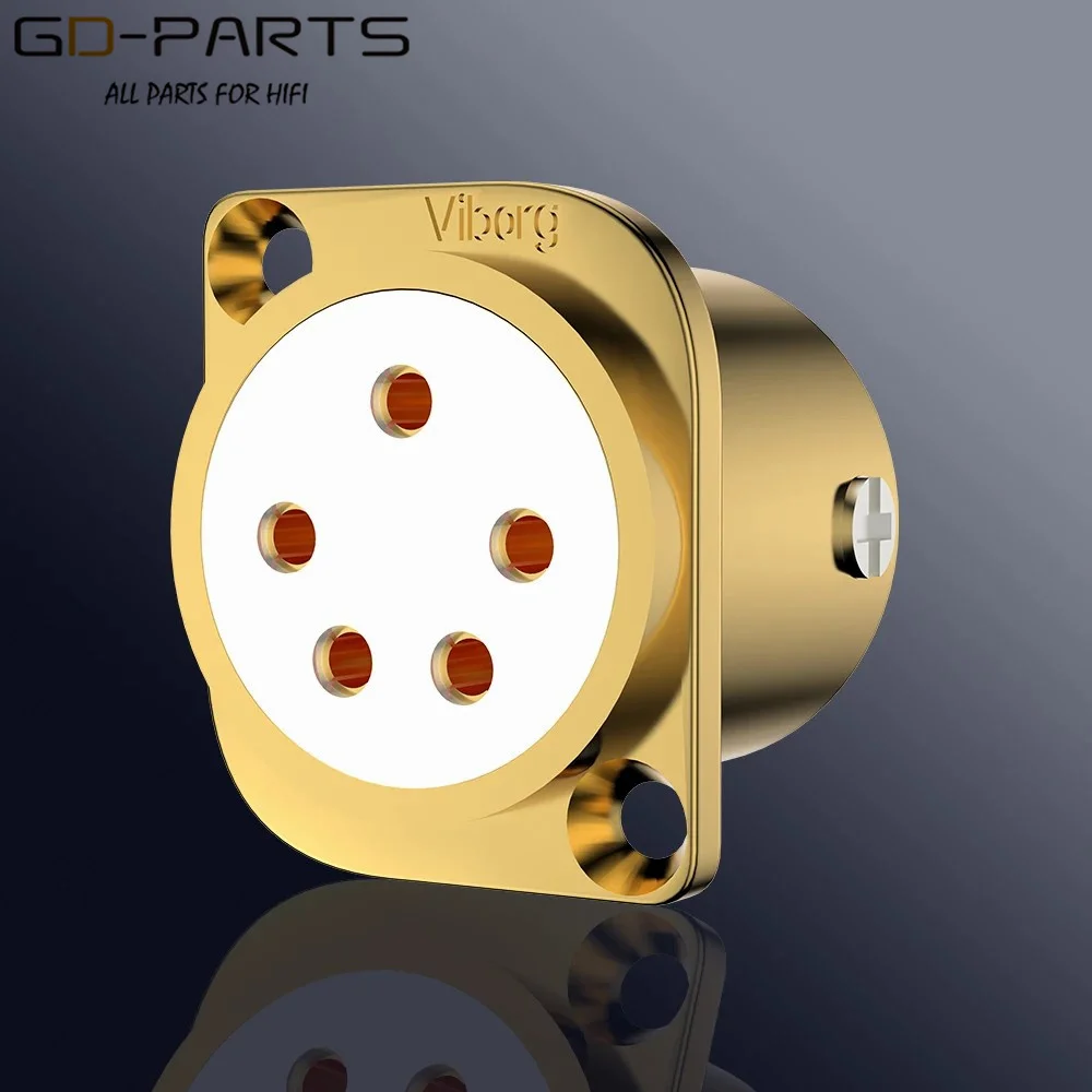 

Viborg CF205G 5Pin XLR Socket 24K Gold Plated Copper Accept Stax Pro Bias Headphones Socket Stax Headphone Plug