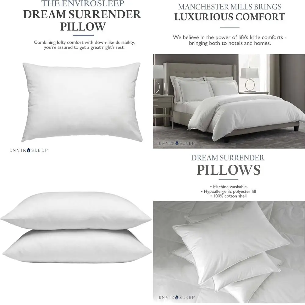 

Hypoallergenic Polyester Filled Cotton Pillows - Medium Support Set for Hotel and Home, Ideal for Comfort Sleep