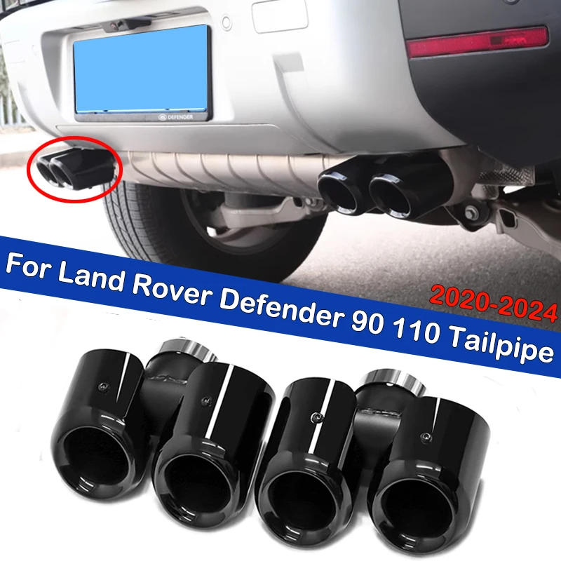 For Land Rover Defender 90 110 2020-2024 Rear Exhaust Tailpipe Upgrade Round Stainless Steel Quad Muffler