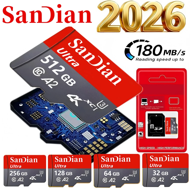 Fast Micro TF SD Card 64GB 32GB Memory Card 512GB SD Cards 256GB TF Cards V60 for GoPro/Drone/MP3 Player/Recorder/Car Camera
