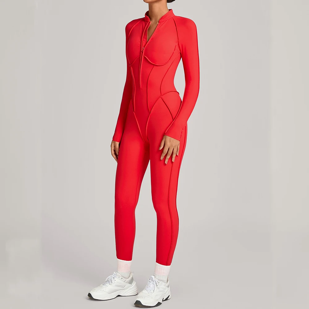 Yoga Sports Suit Set Jumpsuit High Elasticity Half Zipper Slim Fit Leggings Women's Yoga Set Fitness Pilates Cycling Bodysuits