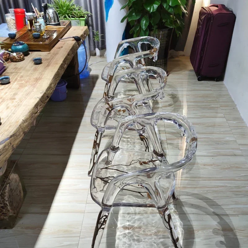 Customized Modern Light Luxury Transparent Resin Chair Sculpture Hotel Sales Office Landing Home Living Room Decoration