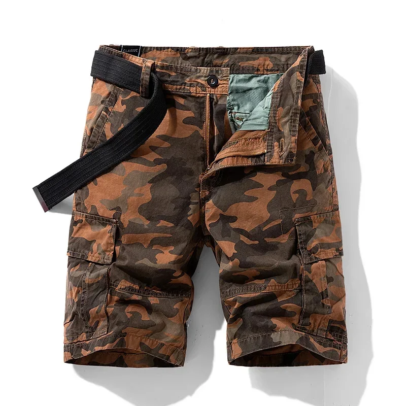 

overalls men's summer new multi-pocket loose straight leg casual pants outdoor fashion camouflage five-quarter men