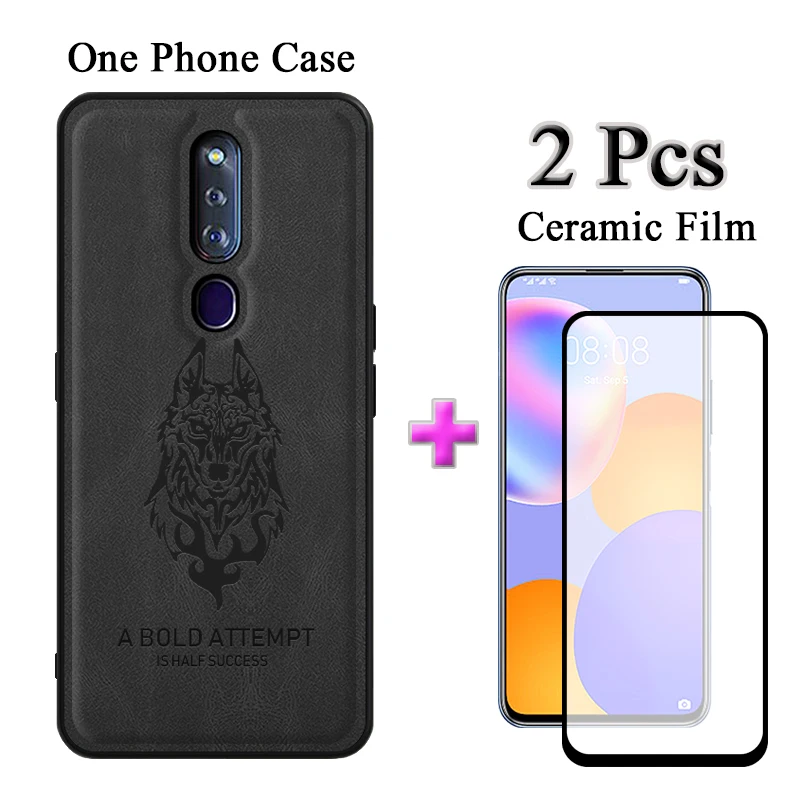 2 IN 1 For OPPO F11 Pro Matte Casing Full Protection Leather Case With Ceramic Film Curved Ceramic Screen