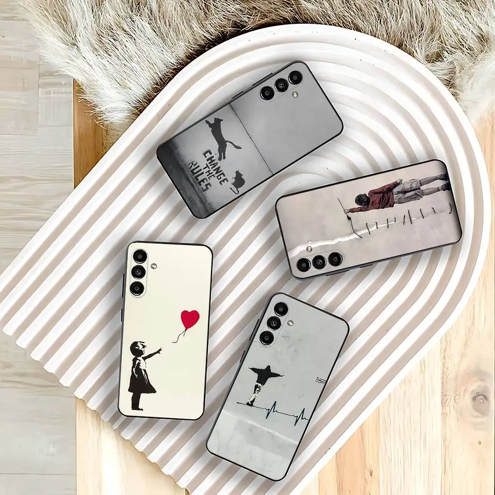 

Graffiti B-Banksy Artist-es Phone Case For Samsung Galaxy A73,31,32,72,41,53,52,71,22,5G,Note,J7,8,9 Soft Black Cover