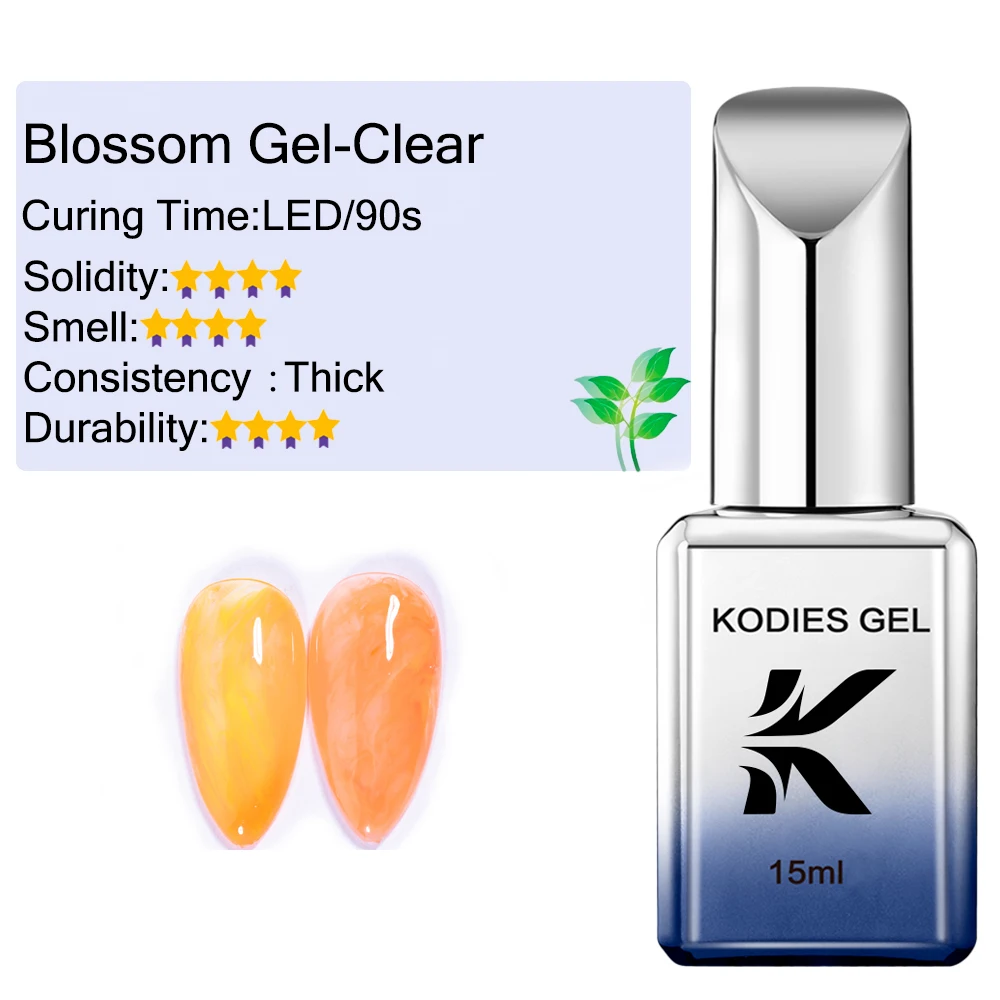 KODIES GEL Clear Blooming Gel 15ml UV Soak Off Nail Art Polish for Spreading Effect Marble Nail Polish Watercolor Blossom Gel