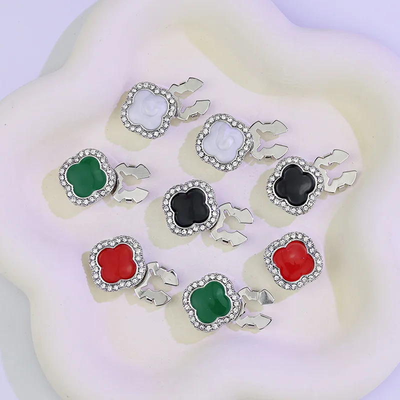 

1 Pcs Fashion Oil Dripping Clover Shirt Decoration Buttons Cufflinks, Clothing Buttons, Accessories, Holiday Decorations