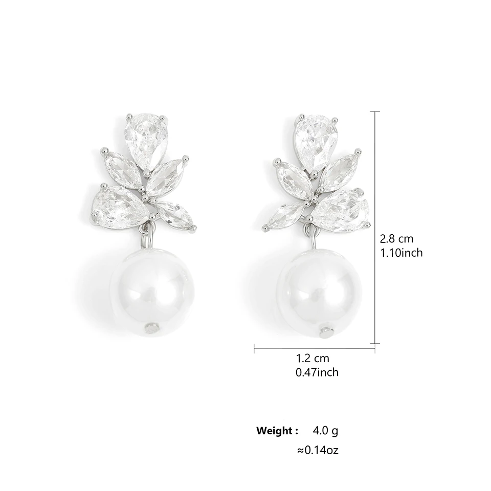 ZAKOL Unique Design Shiny Zirconia Imitation Pearl Drop Earrings Fashion Romantic Wedding Party Earring Jewelry for Women Bridal