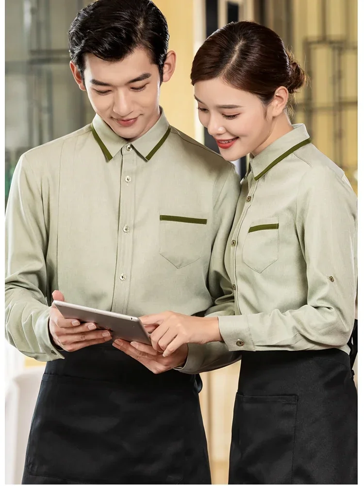 Uniforme de serveur de Restaurant, vêtements de cuisinier de Service alimentaire d'hôtel, vêtements de travail pour Hotpot de restauration, veste à manches longues, salopette de Chef d'hôtel