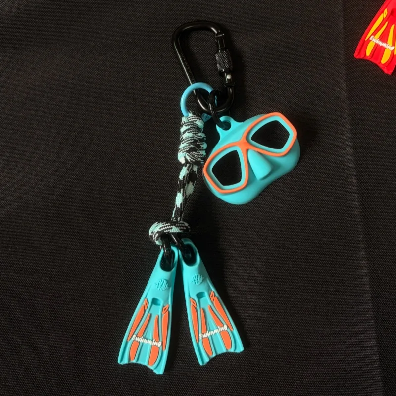 Silicone Scubas Diving Fin Keychain Diving Mask Keychain Accessory for Backpacks Swimming Enthusiast Gift,Diving Coach Gift