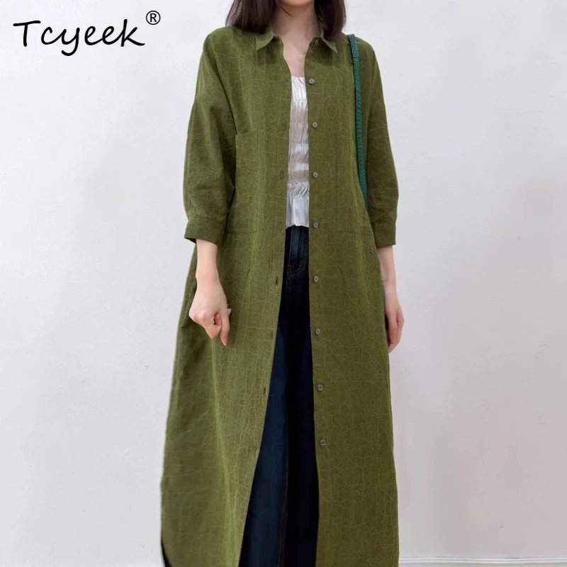 

Tcyeek 100% Натуральное Шелковое Платье-Рубашка из Тутового Шелкопряда для Женщин, Новинка 2026, Модная Одежда для Дам, Летние Платья, Женское Платье