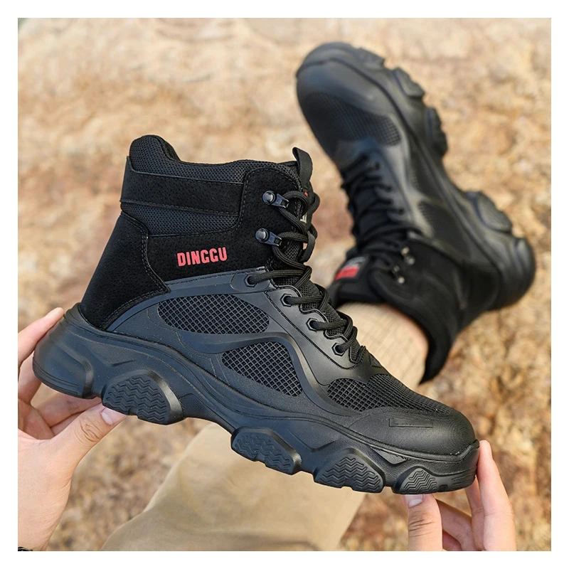 men fashion steel toe caps work safety boots designer security shoes warehouse worker safe ankle botas platform footwear protect